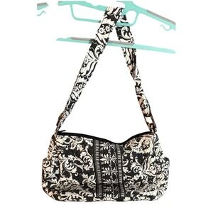 Tanyalee Design Black White Floral Quilted Shoulder Baguette Bag Purse
